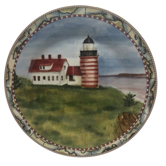 American Atelier Lighthouse Plate Set of 4 Cape Hatteras Coastal Decor - Picture 4 of 12